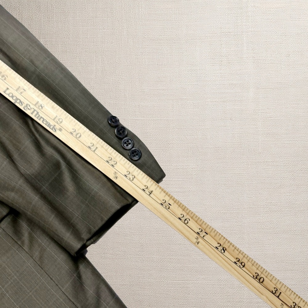 Jos A Bank Blazer Window Pane 46R Wool Purple Lining Professional Classic Preppy - Picture 11 of 11